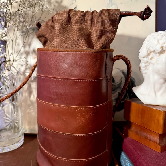 Vintage Boho Brown Bucket Bag with Woven Strap - Picture 2 of 4